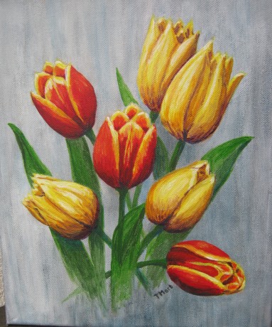 Tulipány II - akryl na plátně 25x30