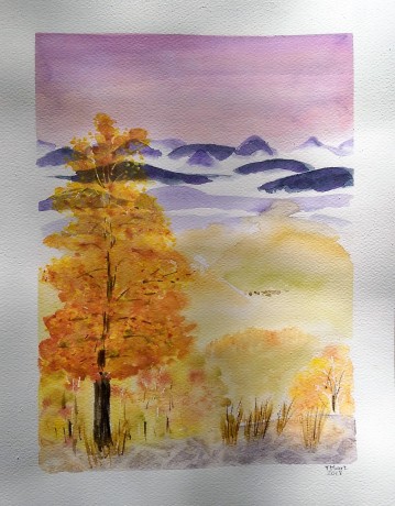 Podzim II - akvarel 30x40 