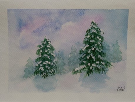 Vánoční 4 - akvarel 20x15